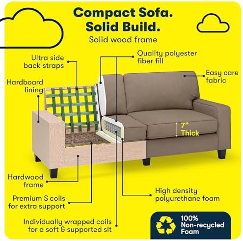 Serta Palisades 78" Track Arm Sofa, Easy Care Polyester, Soft Pillow Back - Image 5