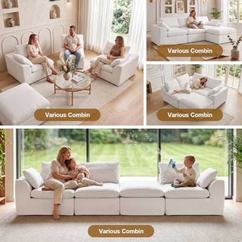 108" Cloud Sectional Couches for Living Room, Oversized Boneless Modular L - Image 3