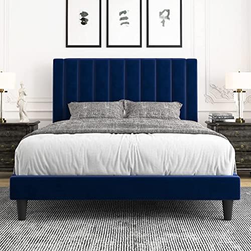 Allewie Queen Platform Bed Frame/Velvet Upholstered Bed Frame by Allewie