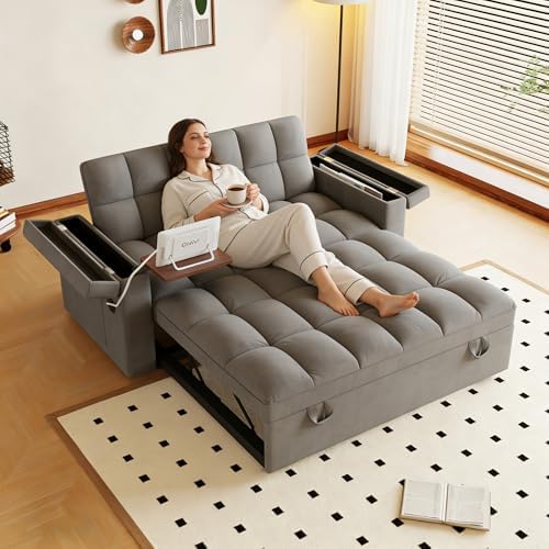 3 in 1 Convertible Sleeper Sofa, 65in Sleeper Couch - Image 4