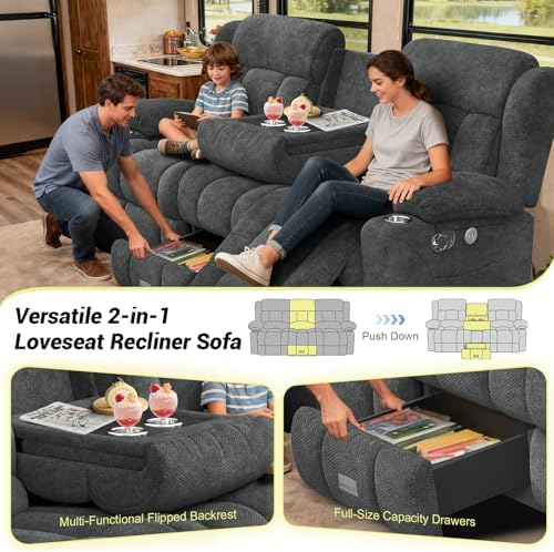 RV Loveseat Recliner Sofa, 3 Seater Reclining Sofa - Image 3