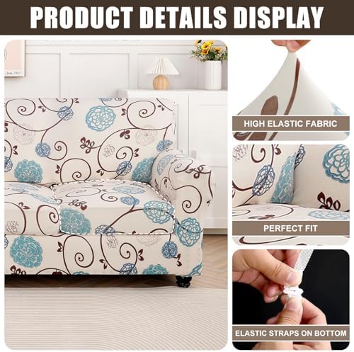SearchI Stretch Sofa Cover Printed Couch Covers, Floral Pattern 2 Piece - Image 4