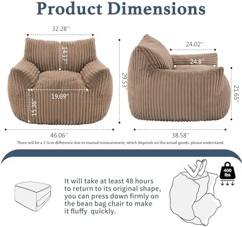 Giant Plush Bean Bag Chair for Adults - Image 2