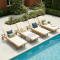 Patiorama Patio Acacia Wood Chaise Lounge Chair of 4, Pool Chair by Patiorama