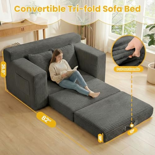 Boneless Couch, Boneless Loveseat Sleeper Sofa Bed – 3-in-1 Convertible Couch - Image 5