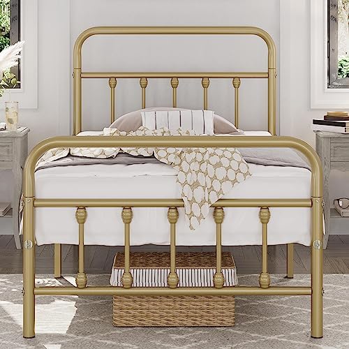 Yaheetech Twin Metal Platform Bed Frame, Victorian Headboard & Footboard by Yaheetech