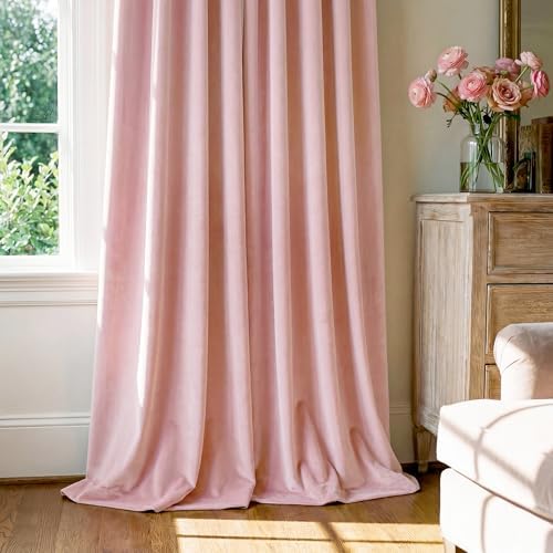 StangH Baby Pink Velvet Curtains Back Tab - Image 7