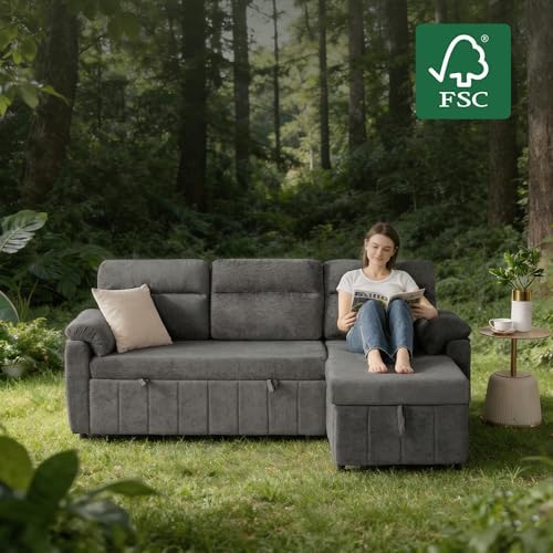 Tbfit 80" Pull Out Sofa Bed, 3 in 1 Sleeper Sofa Couch, Dark Gray - Image 5