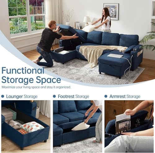 Sofa Bed Pull Out 2 in 1 Sectional Sleeper Sofa U Shaped Couch - Image 3