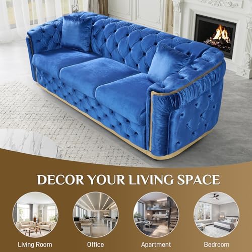 2-Piece 84.6" Velvet Sofa Set, Chesterfield Tufted - Image 5