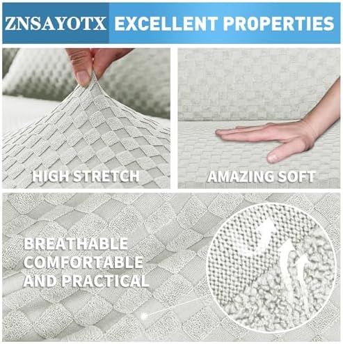 ZNSAYOTX Sectional Couch Covers, Stretch Jacquard Slipcovers - Image 5