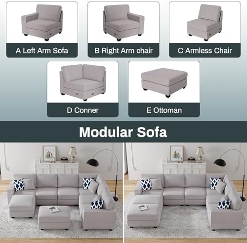Legend Vansen Oversized Modular Sectional Sofa, U/L‑Shaped Reversible Couch - Image 5