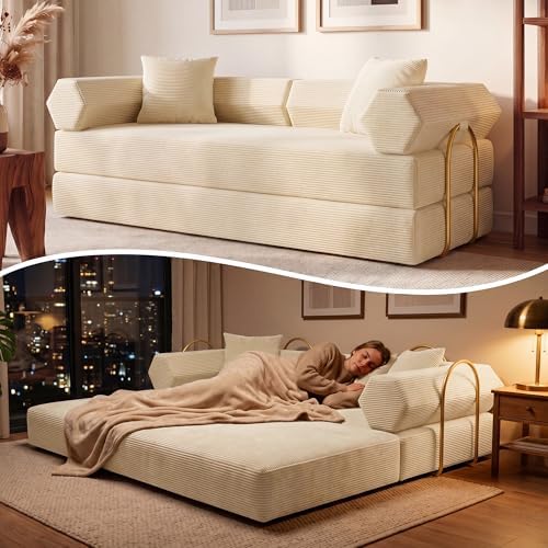79" Convertible Futon Sofa Bed, Boneless Couch by PQOPQO