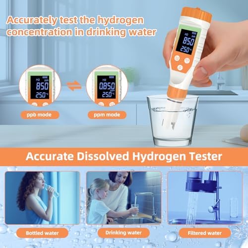 7-in-1 Hydrogen Water Tester, Digital pH TDS EC ORP Salt Temp Meter - Image 3