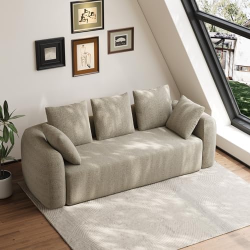 Curved Modern Couch Sofa, Boneless Couch, Modern 3 Seater Cloud Couch, Deep Seat by Wrofly