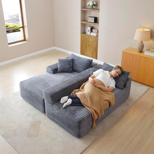 105-Inch L-Shaped Left Facing Corner Compressed Sofa Modular Sectional Boneless - Image 6