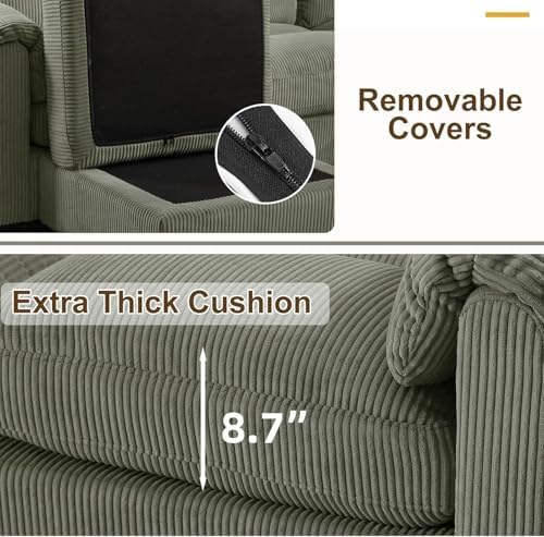 HAOMARKETS 115" Wide Modular Sectional Sofa Couch, Corduroy Upholstered - Image 3