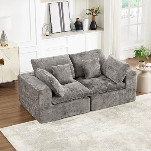82" Oversized Loveseat Sofa, Deep Seat Boneless Sectional Couch, Modern Cloud by fanzutuz