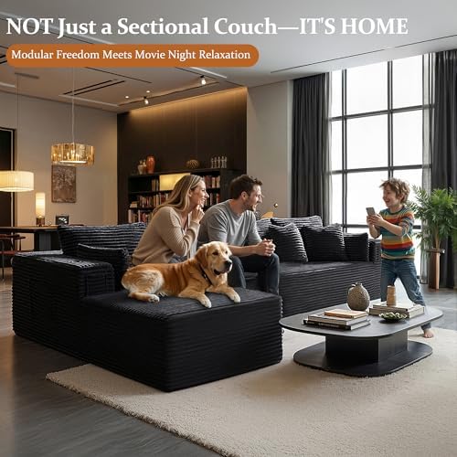 138" Oversized Cloud Sectional Couch, Comfort L Shaped Boneless Couch - Image 6