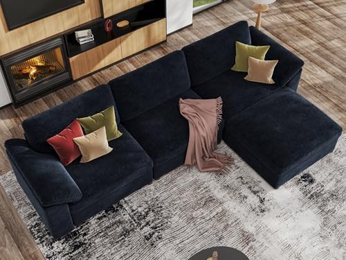 EASE MOOSE Blue Sectional Modular Sofa, Oversized L Shape Sectional Couch Wide - Image 3