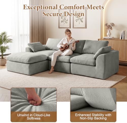 108" Cloud Sectional Couches for Living Room, Oversized Boneless Modular L - Image 4