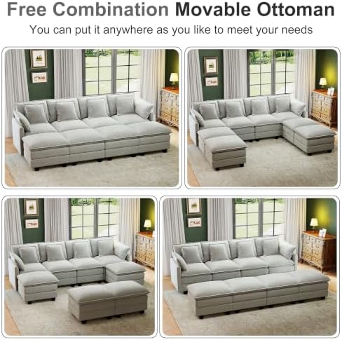 Hanherry 107" Cloud Couch Sectional Modular Sofa, Deep Seat Couches - Image 6