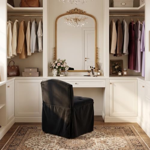 Black Velvet Makeup Vanity Chair - Image 6