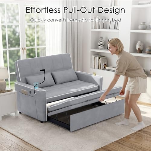 54'' Sleeper Sofa, Convertible Sofa Bed - Image 6