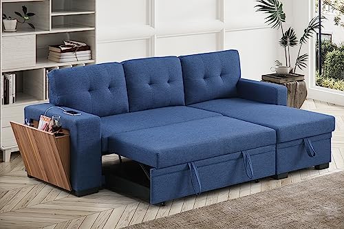 Ball & Cast L-Shape Reversible Sectional Sleeper Sofa Bed, 4 in 1 Pull Out Couch by BallCast