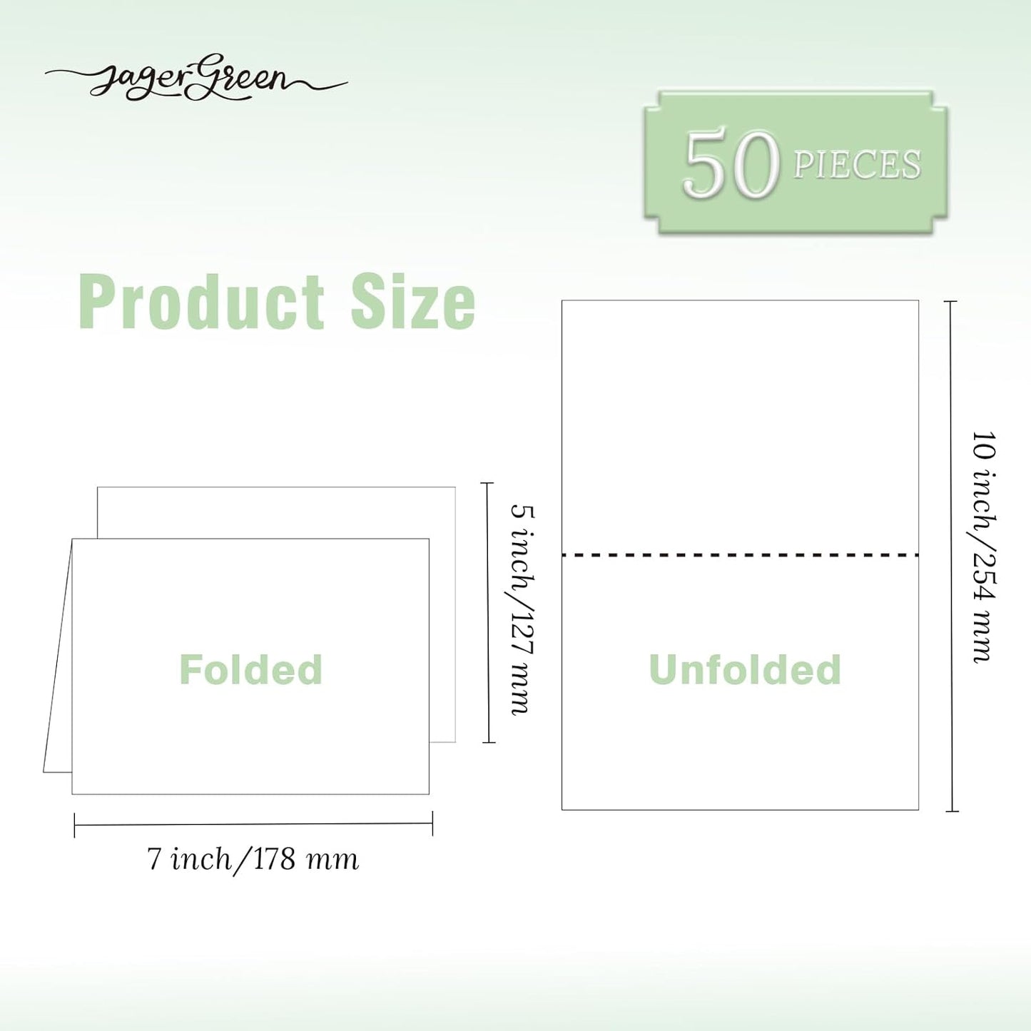 50 Pack 5x7 Thank You Cards, White Blank Card Stock Bulk, Thick Folded Heavy Card Paper, Thank You Notes for Wedding Invitation, Greeting Cards, Envelopes, Card Making Supplies (Cards Only)