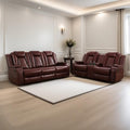 Power Recliner Set with LED Lights, Air Leather Reclining Set with USB by Unknown