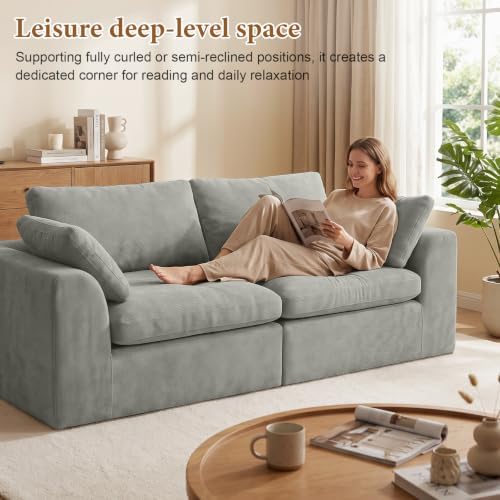 Cloud Boneless Loveseat Sofa, Modern Chenille Cloud Couch, Convertible Deep - Image 5
