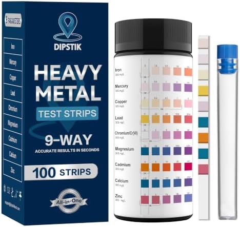 9 Way Heavy Metals Water Test Strips, 100ct Home Water Testing Kit by DIPSTIK