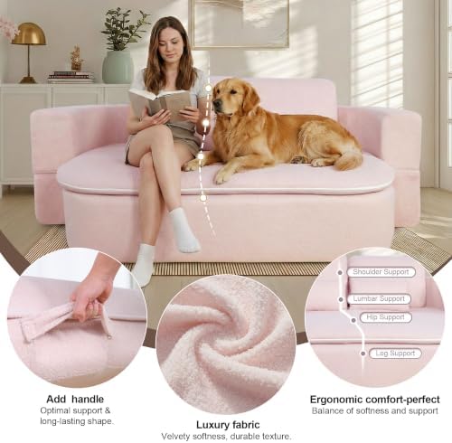 75'' Folding Sofa Bed, Convertible Memory Foam Boneless Couch - Image 3