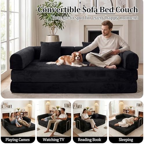 Futon Sofa Bed Modular Loveseat Sleeper Folding Pull Out Couch - Image 5