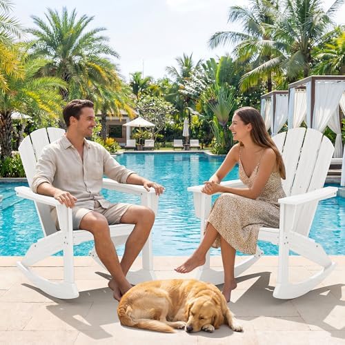 SERWALL Outdoor HDPE Adirondack Rocking Chairs - Image 3