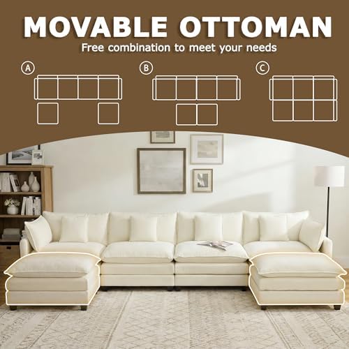148" Modular Sectional Sofa, U Shaped Cloud Couch - Image 5
