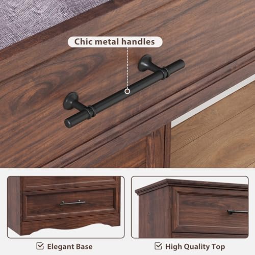 YANSNWO Walnut 6 Drawer Dresser - Image 5