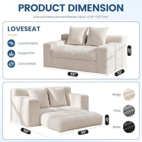 Boneless Couches for Living Room, 2 Seater Boneless Loveseat Sofa, Premium - Image 2