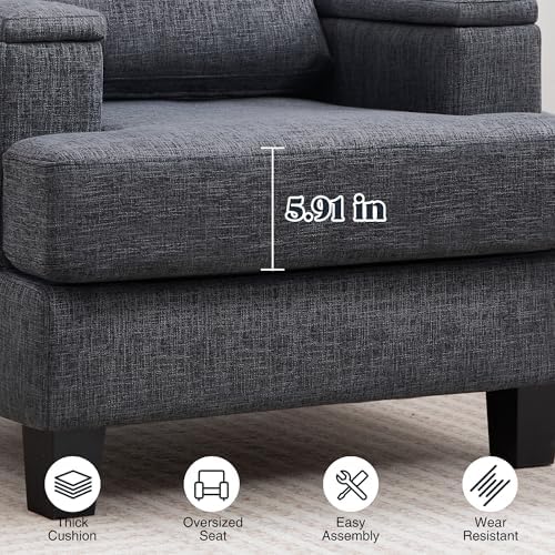 Accent Chairs with Armrest Storage, Modern Fabric Reading Chairs, Upholstered - Image 6