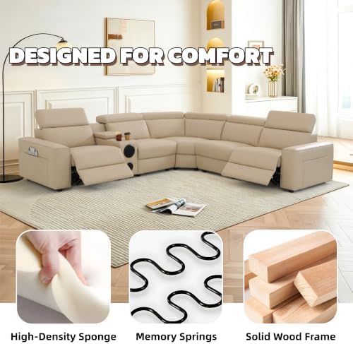 Power Recliner Sectional Couch, Breathing Leather Living Room Furniture Set - Image 6