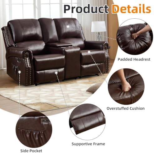 CANMOV Power Reclining Sofa Set, Faux Leather Electric Recliner Loveseat and 2 - Image 3