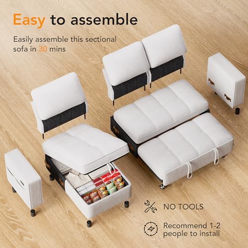 Sunny Heart Chenille Sleeper Sofa Bed, Pull Out Couch Bed - Image 4