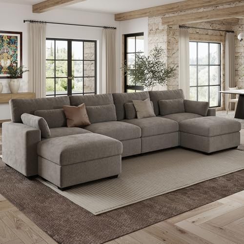WorthFurni 146.5'' Modular Sectional Sofa, U Shaped Oversized Extra Deep Couches by WorthFurni