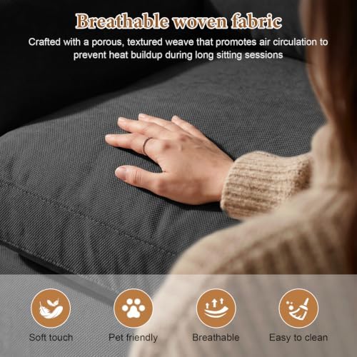 Cloud Boneless Loveseat Sofa, Modern Chenille Cloud Couch, Convertible Deep - Image 3