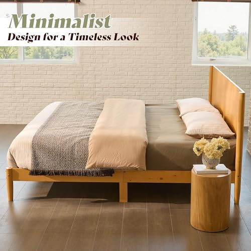 AMERLIFE Solid Wood Queen Bed Frame, Mid Century Bed - Image 6