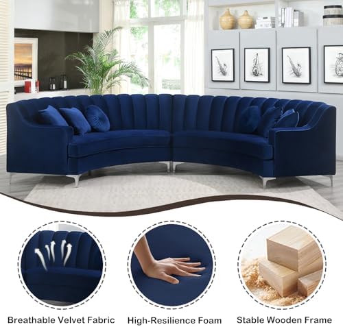 Legend Vansen Semicircle Modular Curved Velvet Sectional Sofa, 141.34”Oversized - Image 4