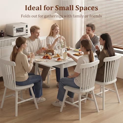 Solid Wood Small Dining Table for 2-6, 23.6"L-47.2"L Expandable Kitchen Table - Image 4