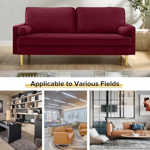 67" Modern Velvet Loveseat Sofa Couch, Mid-Century Tufted Upholstered Small - Image 4