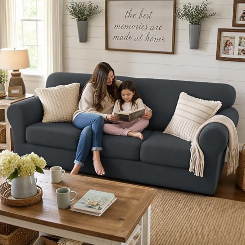 XINEAGE 3-Piece Stretch Loveseat Sofa Cover, Washable Couch Covers - Image 4
